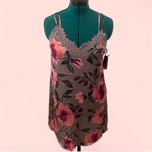 Floral Lace Trim Slip Dress